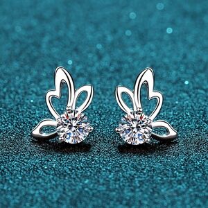 1 Carat Moissanite Butterfly Shape Earrings